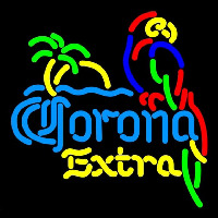 Corona E tra Parrot with Palm Beer Sign Neon Skilt