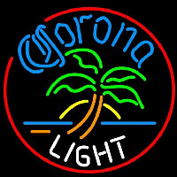 Corona Light Circle Palm Tree Beer Sign Neon Skilt