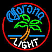 Corona Light Circle Palm Tree Beer Sign Neon Skilt