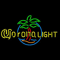 Corona Light Palm Tree Circle Beer Sign Neon Skilt