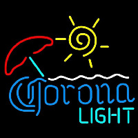 Corona Light Umbrella with Sun Beer Sign Neon Skilt