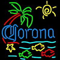 Corona Tropical Fish w Palm Tree Beer Sign Neon Skilt