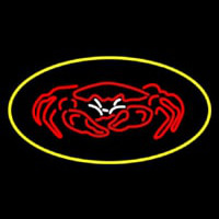 Crab Seafood Logo Oval Yellow Neon Skilt