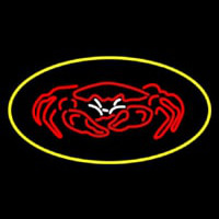 Crab Seafood Logo Oval Yellow Neon Skilt