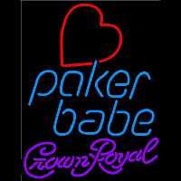 Crown Royal Poker Girl Heart Babe Beer Sign Neon Skilt