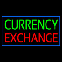 Currency E change Blue Border Neon Skilt