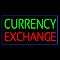 Currency E change Blue Border Neon Skilt