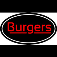 Cursive Burgers Oval Neon Skilt
