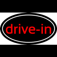 Cursive Drive In With Border Neon Skilt