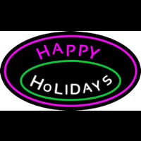 Cursive Happy Holidays Neon Skilt