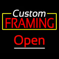 Custom Framing Yellow Border Open Neon Skilt