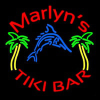 Custom Tiki Bar With Shark and Two Neon Skilt