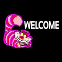 Custom Welcome With Smiley Cat 1 Neon Skilt