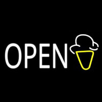 Custom White Open Ice Cream Cone 1 Neon Skilt