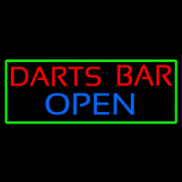 Dart Bar Open With Green Border Neon Skilt