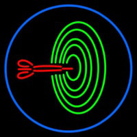Dart Board Bar Oval With Blue Border Neon Skilt