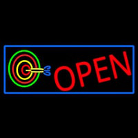 Dart Board Open With Blue Border Neon Skilt