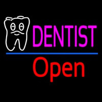 Dentist Tooth Logo Open Neon Skilt