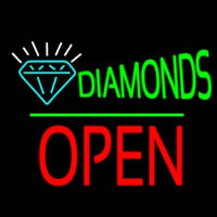 Diamonds Logo Block Open Green Line Neon Skilt