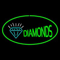Diamonds Logo Green Oval Neon Skilt