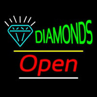Diamonds Logo Open Yellow Line Neon Skilt