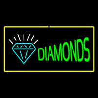Diamonds Logo Yellow Rectangle Neon Skilt