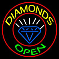 Diamonds Open Block With Logo Neon Skilt