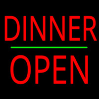 Dinner Block Open Green Line Neon Skilt