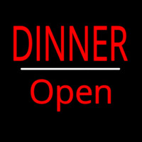 Dinner Open White Line Neon Skilt