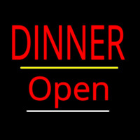 Dinner Open Yellow Line Neon Skilt