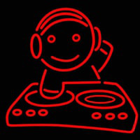 Dj Playing Neon Skilt