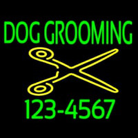 Dog Grooming With Phone Number Neon Skilt