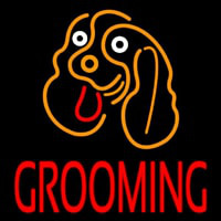 Dog Logo Grooming Block Neon Skilt