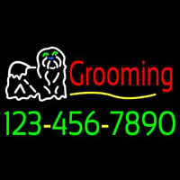 Dog Logo Grooming Phone Number Neon Skilt