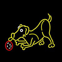Dog Play With Ball Neon Skilt