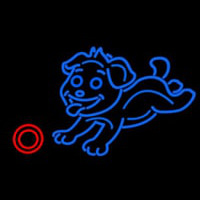 Dog Play With Ball Neon Skilt