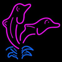 Double Dolphin Neon Skilt