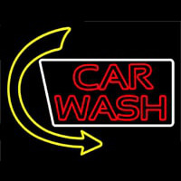 Double Stroke Car Wash With Arrow Neon Skilt