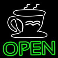 Double Stroke Coffee Cup Open Neon Skilt