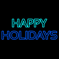 Double Stroke Happy Holidays Neon Skilt