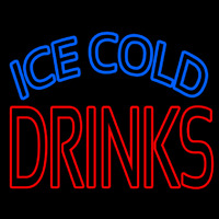 Double Stroke Ice Cold Drinks Neon Skilt