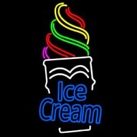 Double Stroke Ice Cream Cone Neon Skilt