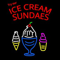 Double Stroke Ice Cream Sundaes Neon Skilt