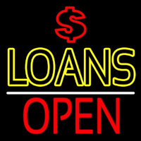 Double Stroke Loans With Dollar Logo Open Neon Skilt