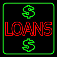 Double Stroke Loans With Dollar Logo With Green Border Neon Skilt