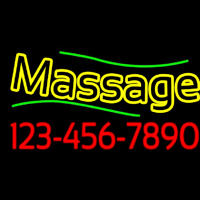 Double Stroke Massage With Phone Number Neon Skilt