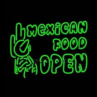 Double Stroke Mexican Food Open Neon Skilt