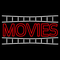 Double Stroke Movies Block Neon Skilt