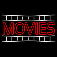 Double Stroke Movies Block Neon Skilt