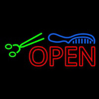 Double Stroke Open With Scissor And Comb Neon Skilt
